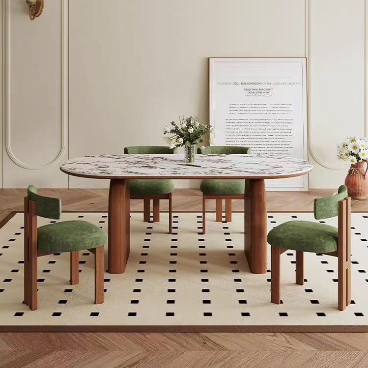 New Arrival Dining Table Bulgari Slabs Marble Stone Top Wooden Leg Kitchen Dining Room Home Furniture Dining Table