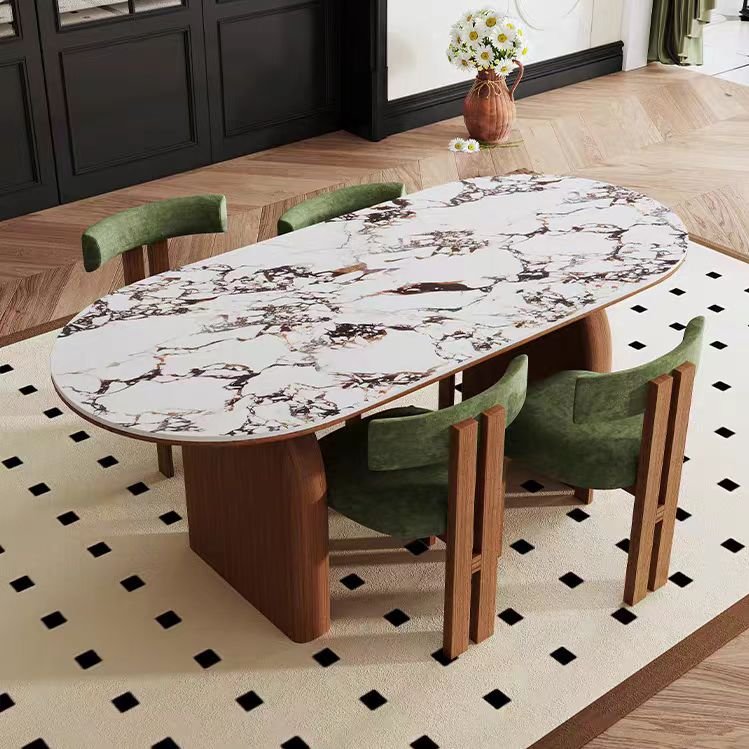New Arrival Dining Table Bulgari Slabs Marble Stone Top Wooden Leg Kitchen Dining Room Home Furniture Dining Table