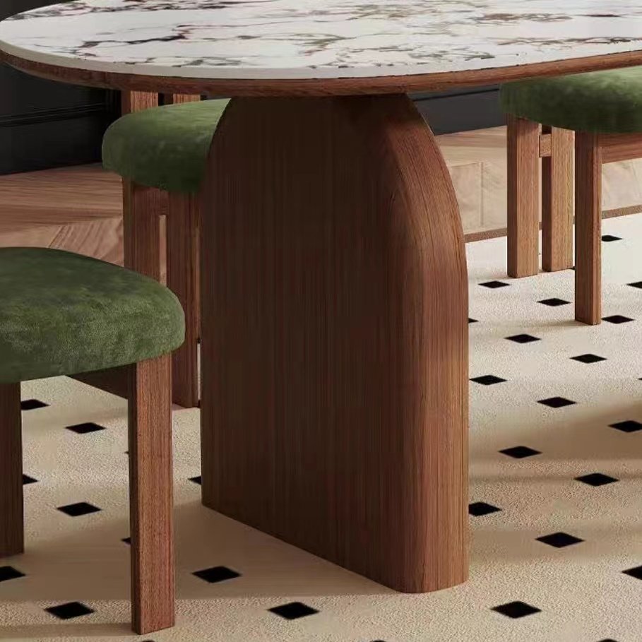 New Arrival Dining Table Bulgari Slabs Marble Stone Top Wooden Leg Kitchen Dining Room Home Furniture Dining Table
