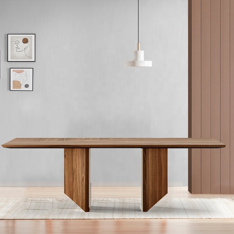 Classic Design Hardwood Dining Table Modern Rectangle Dining Table Set