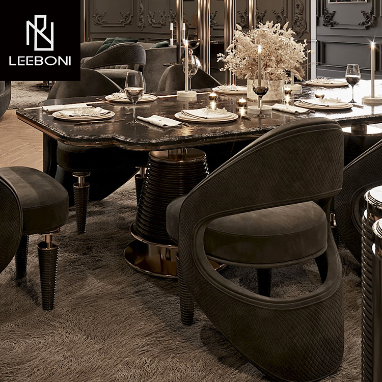 Hot Sale Manufacturer Factory Price Customization Luxury Design Dining Room Furniture Marble High End Dining Table Set