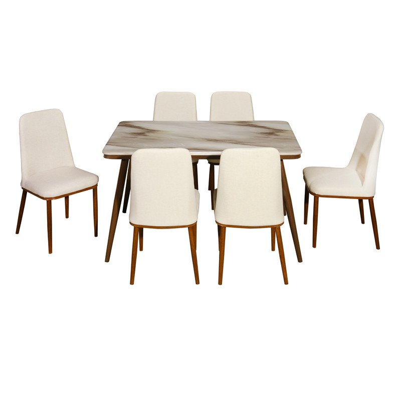 Wholesale factory price diner marble top dining table set 6 seater with chairs durable dining chair and table set