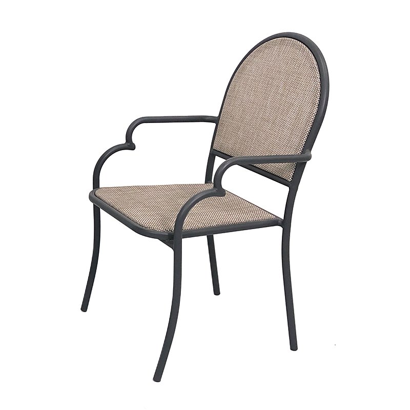 China Manufacturer Modern Garden Comfort Terrace Aluminum Fabric Round Dining Chair Set