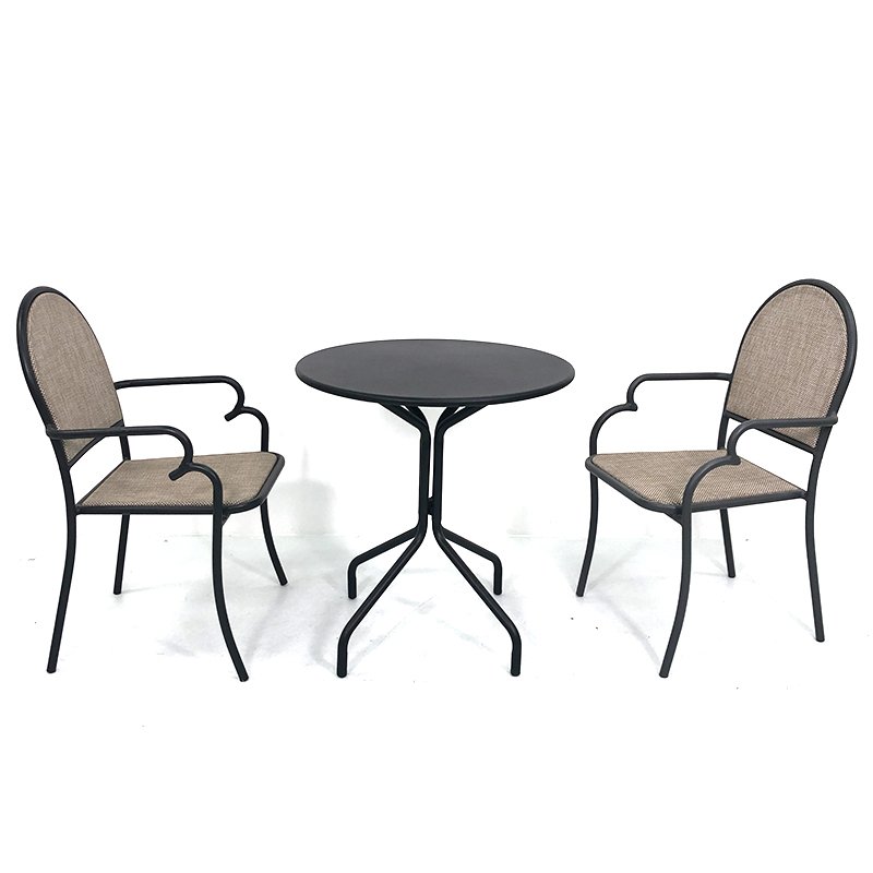 China Manufacturer Modern Garden Comfort Terrace Aluminum Fabric Round Dining Chair Set