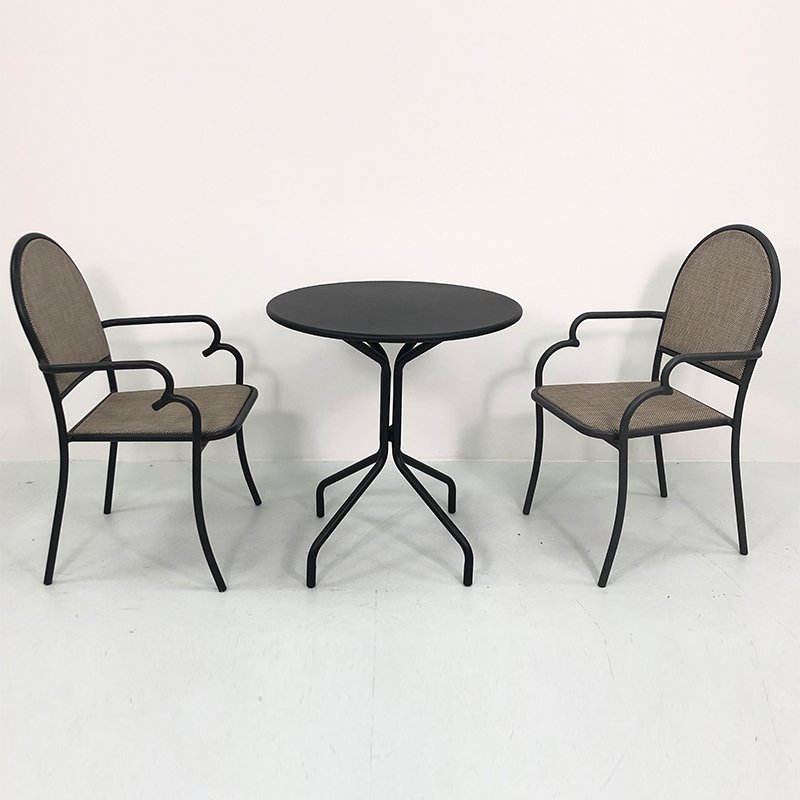 China Manufacturer Modern Garden Comfort Terrace Aluminum Fabric Round Dining Chair Set