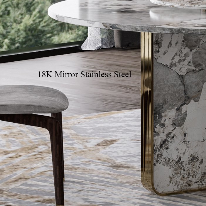 Kf Casa Rotatable Elegant Italian Dining Table Set 4 6 Chairs Luxury Italian Round Marble Dining Table
