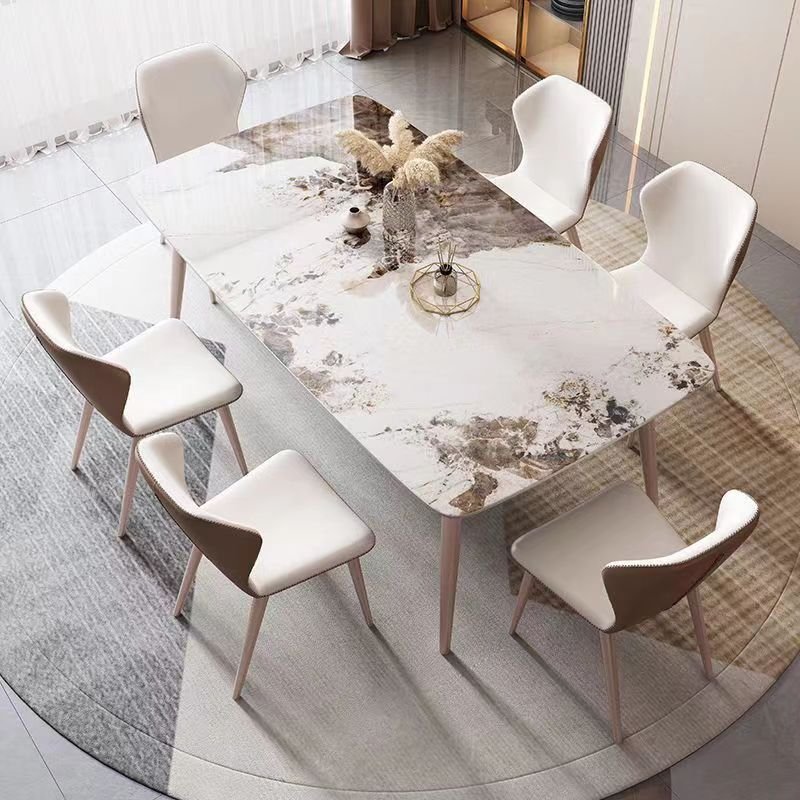 Italian rock plate table modern simple household small apartment restaurant dining table light luxury marble table