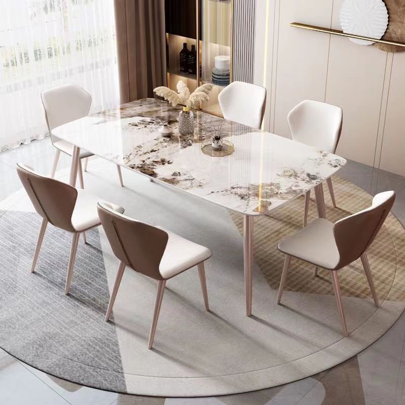 Italian rock plate table modern simple household small apartment restaurant dining table light luxury marble table
