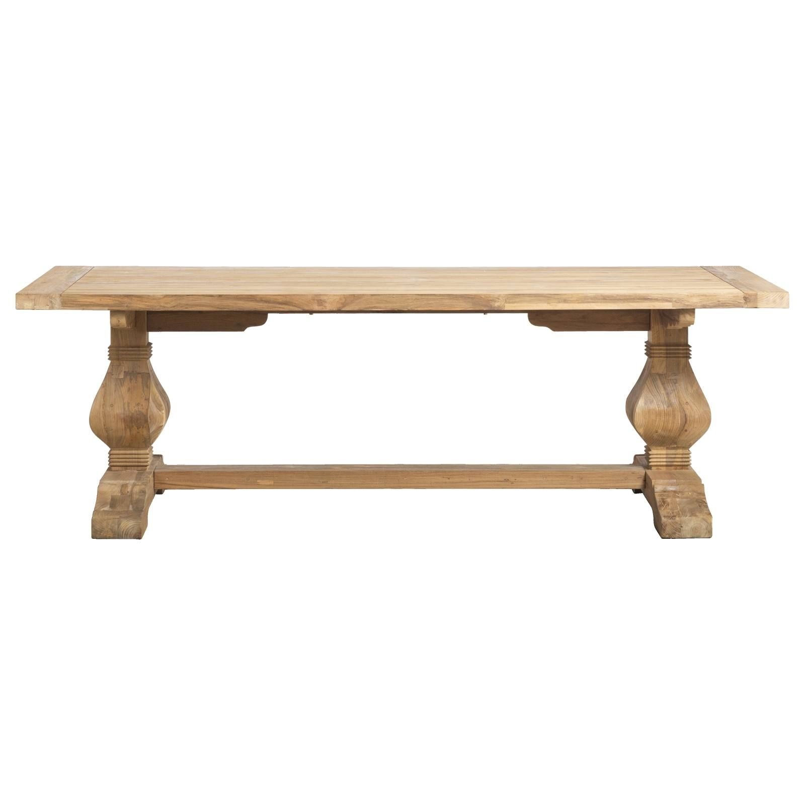 Modern Reclaimed Teak Dining Table with Pedestal Legs Rectangular Solid Wood Outdoor Kitchen Furniture
