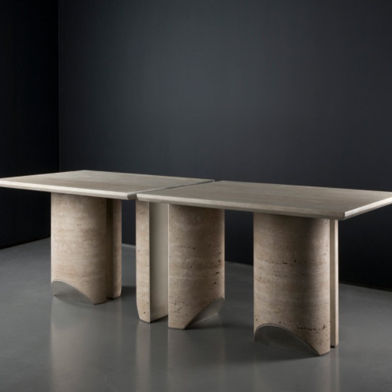 Luxury Marble Dining Table Rectangular Modern Dining Table Set for 8 Seaters Travertine Dining Table