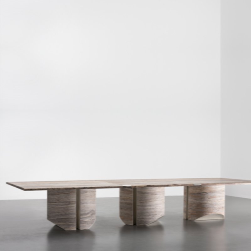 Luxury Marble Dining Table Rectangular Modern Dining Table Set for 8 Seaters Travertine Dining Table