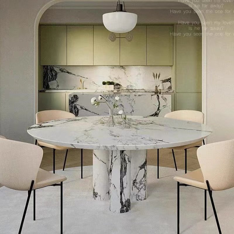 Volakas Marble Room Decoration Big White Ceramic Table Sliding Dining Table