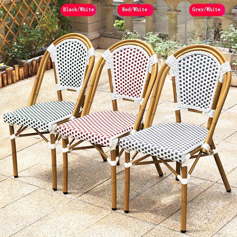 Hot Sale Garden Furniture French Style Bamboo Painting Mixed Rattan Weaving Chairs With Table