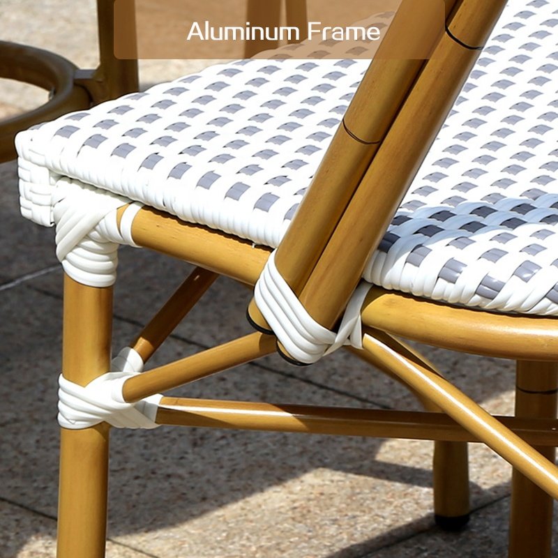Hot Sale Garden Furniture French Style Bamboo Painting Mixed Rattan Weaving Chairs With Table