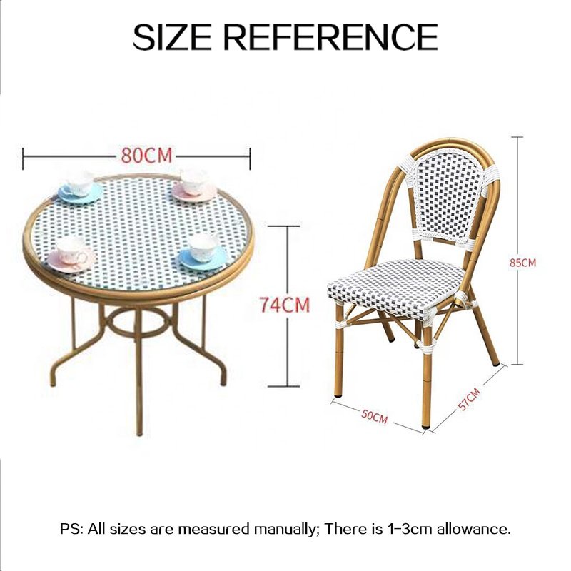 Hot Sale Garden Furniture French Style Bamboo Painting Mixed Rattan Weaving Chairs With Table
