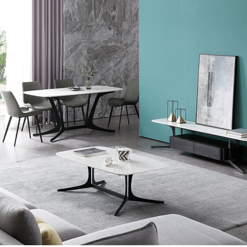 2024 modern style marble dining table set Light luxury French rock table