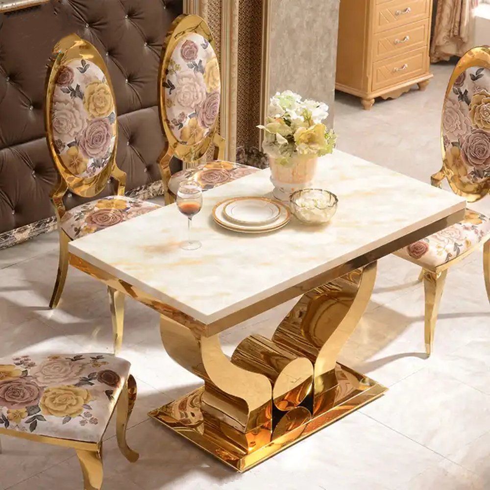 Living room furniture marble dinning table gold luxury dinning table modern dinning table set for home