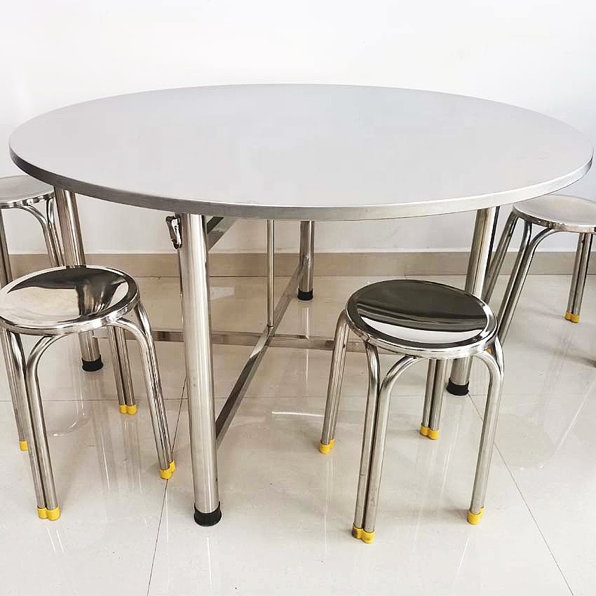 Wholesale new cheap space-saving stainless steel folding banquet hotel dining event tables