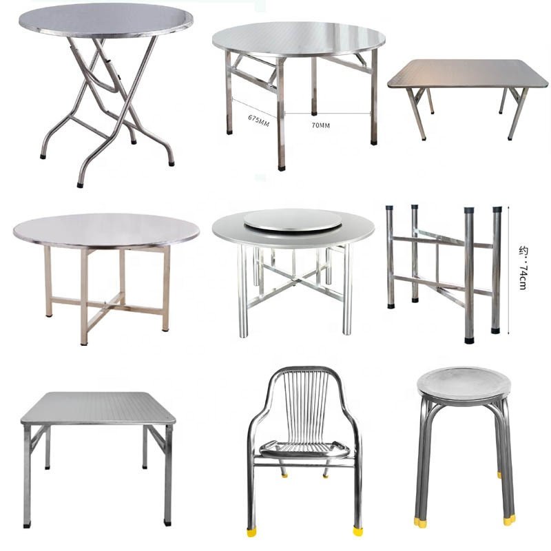 Wholesale new cheap space-saving stainless steel folding banquet hotel dining event tables