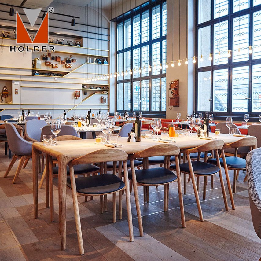 Industrial Restaurant Furniture wooden Dining Table and Chair Sets
