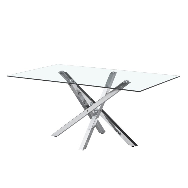 Factory sales custom restaurant dinning furniture long top tempered glass dining table