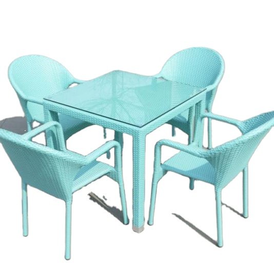 Nordic Outdoor Rattan Garden Dining Table Furniture Modern Cast Aluminum Garden Patio Rattan Outdoor Garden Furniture Sets