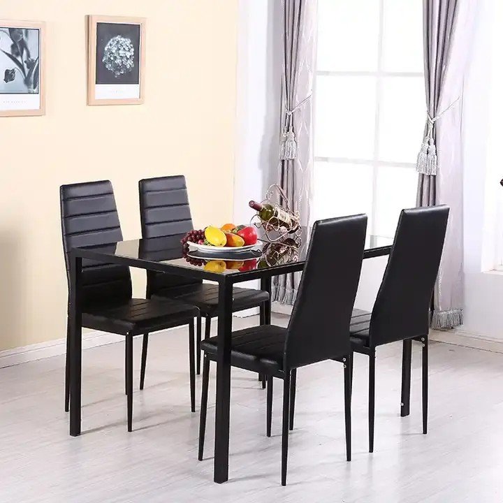 Hot sale luxury dining room furniture sets with 4 chairs leather dining table and chairs