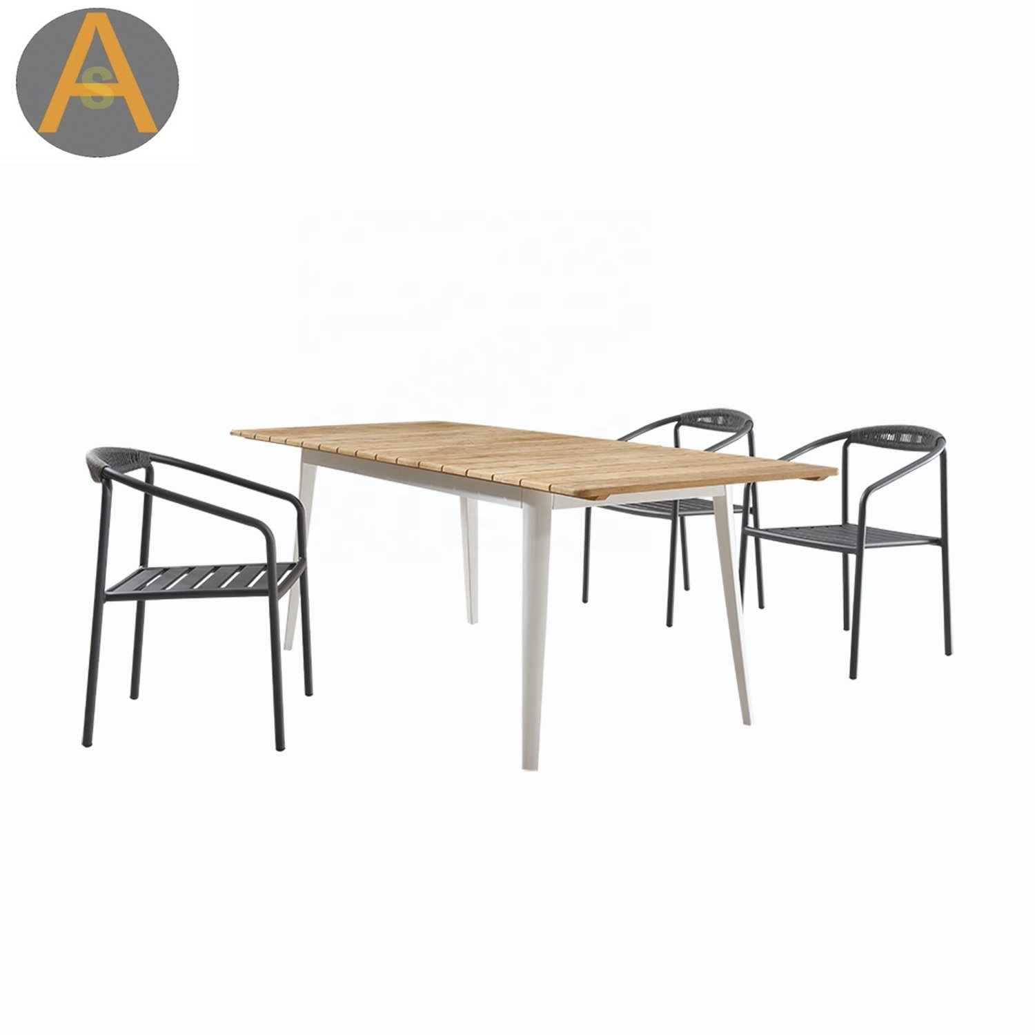 6 seater wooden dinning table set garden furniture Leisure braided rope dining table set
