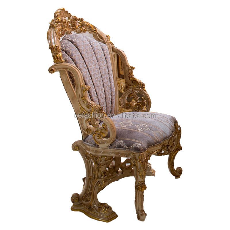 OE-FASHION custom European style villa restaurant solid wood carved dining table luxury fabric dining chair and table furniture