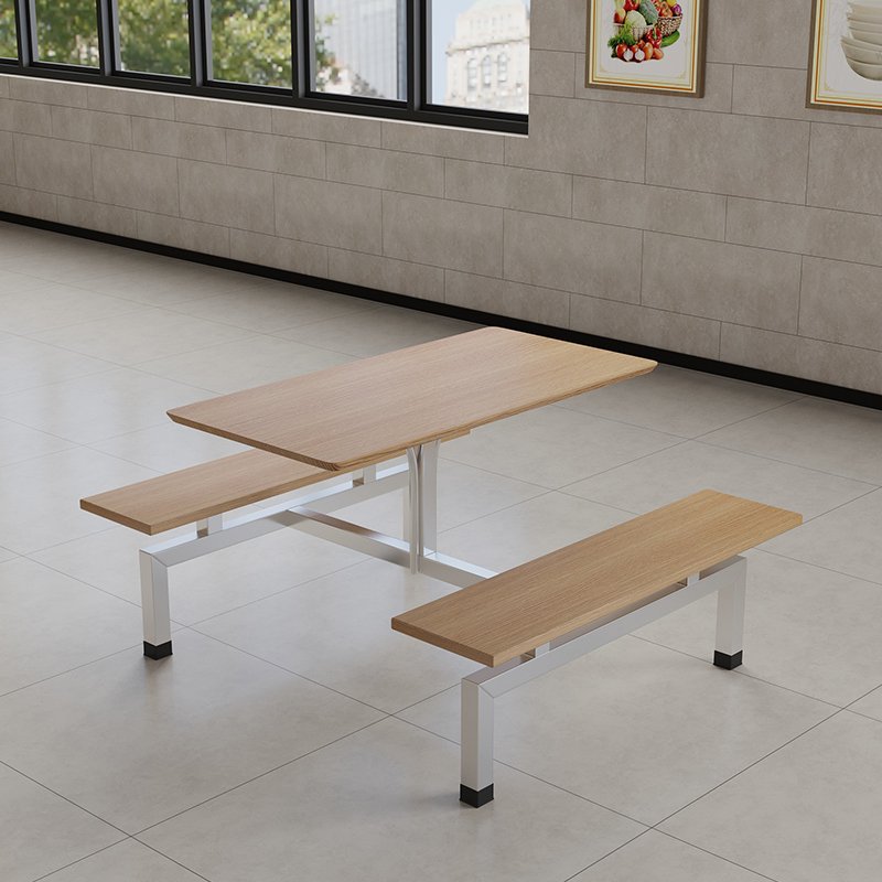 Canteen Table Set Simple Style School furniture Restaurant Dining Table with Long Bench