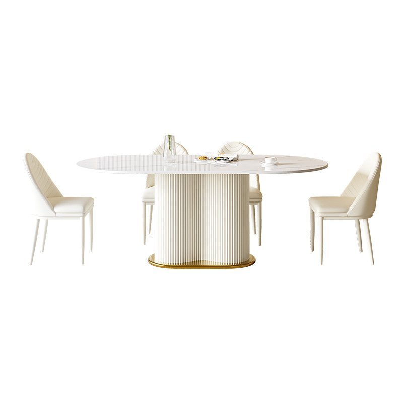 Modern light luxury furniture cream white 6-8 seat restaurant villa rectangular marble dining tables