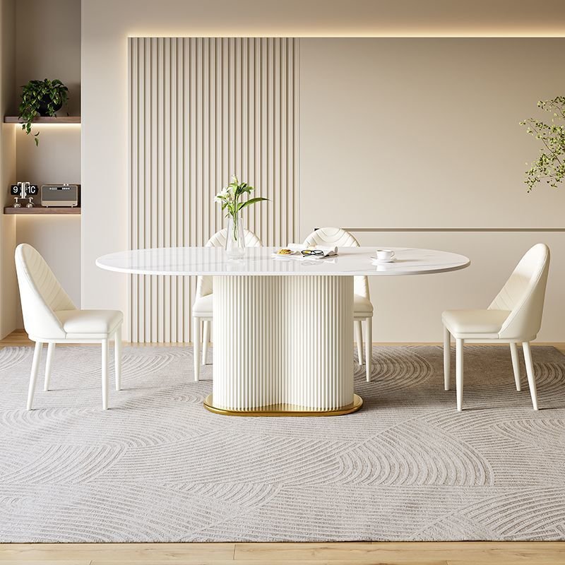 Modern light luxury furniture cream white 6-8 seat restaurant villa rectangular marble dining tables