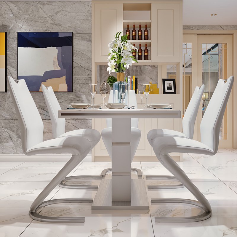 HJ HOME Modern MDF High Gloss KD Dining Room Furniture Dining Table And Chair Set for 6 8 10 Seat Acrylic Dining Table