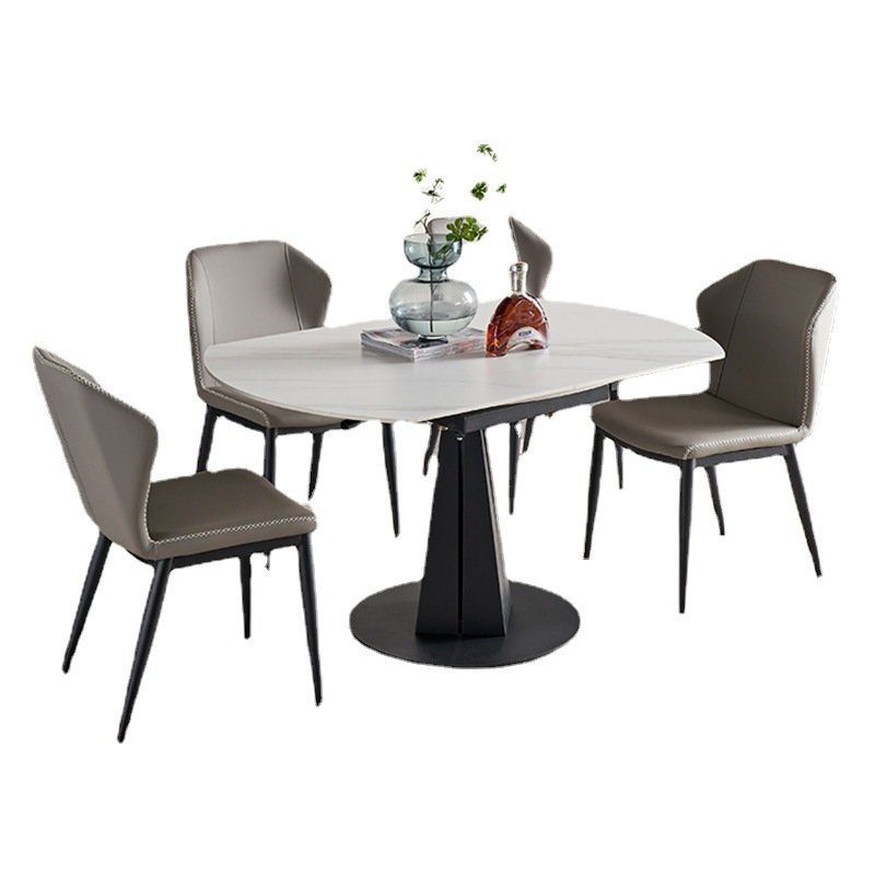 Hot selling restaurant round dining table set 6 chairs home extendable dining table foldable multifunctional marble dining table