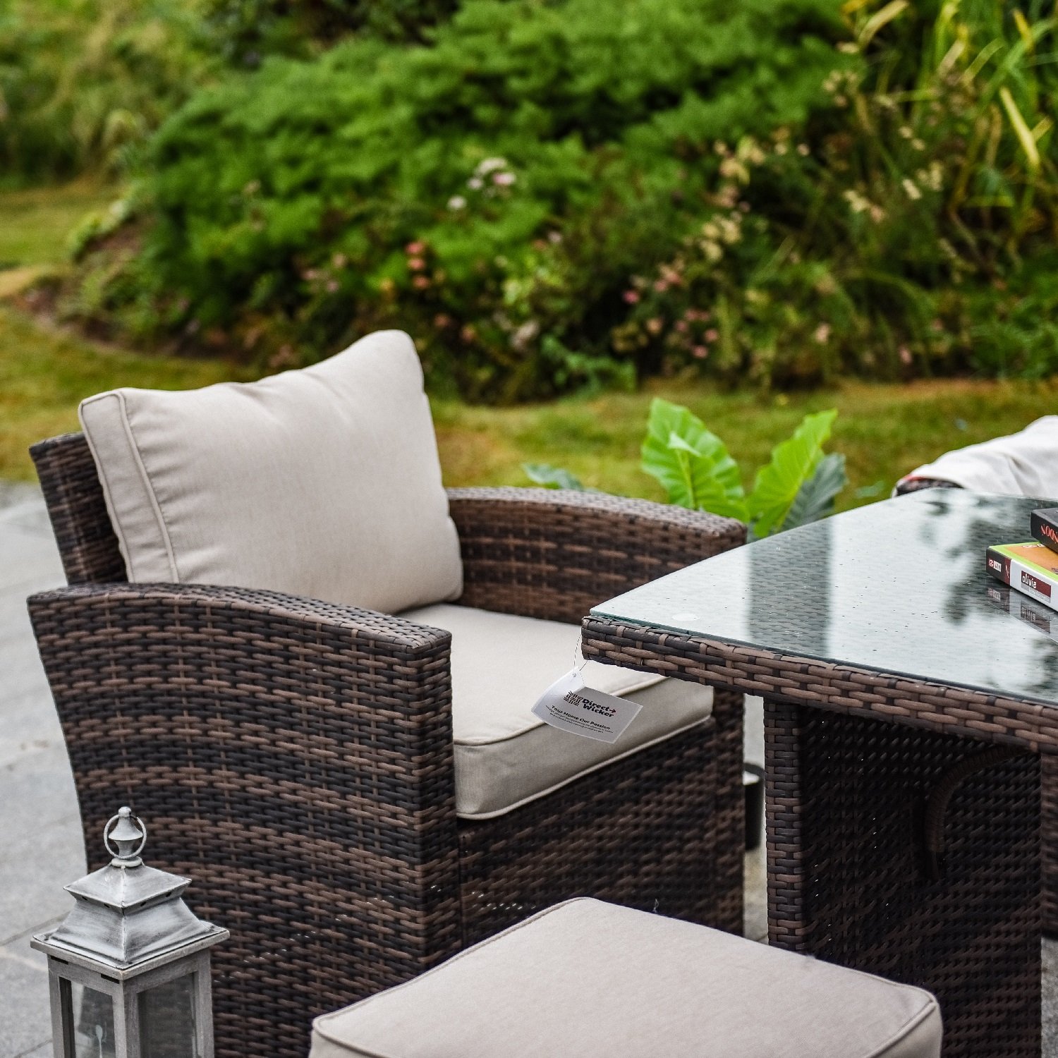 Outdoor 8 Seat Patio Garden Gas Fire Pit Rectangle rattan garden furniture Wicker Dining Table Sofa Set
