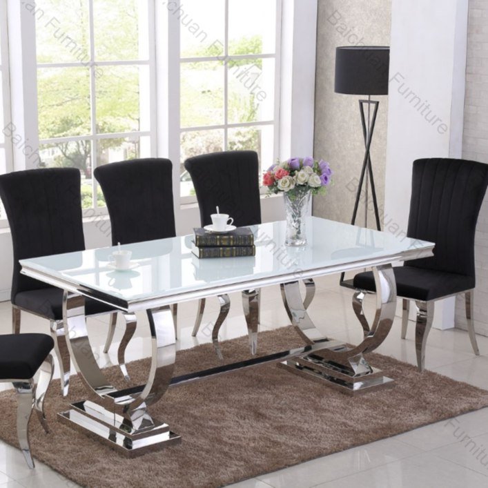 2024 dining room table and chairs stainless steel marble dining table dining room sets 6 chairs table furniture luxury
