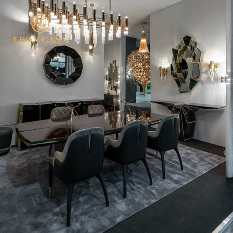 Popular Italian Design With Stainless Steel Legs Dining Table Set 8 Seater Modern Dining Room Furniture Luxury