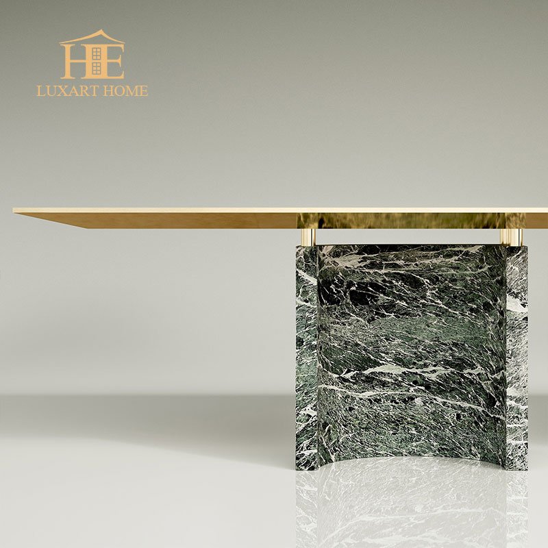 luxury dining table ring leg sculpture white natural marble mirror steel collectible design dining room furniture