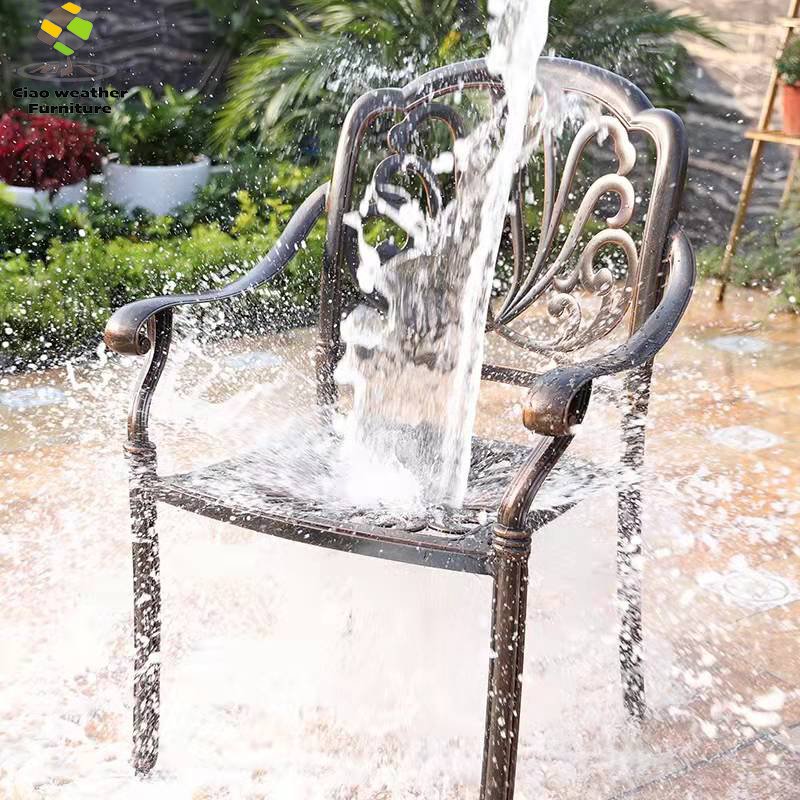 Factory Wholesale Die Casting Aluminum Luxury Patio Bistro Garden Balcony Furniture BBQ Waterproof Dining Table And Chair