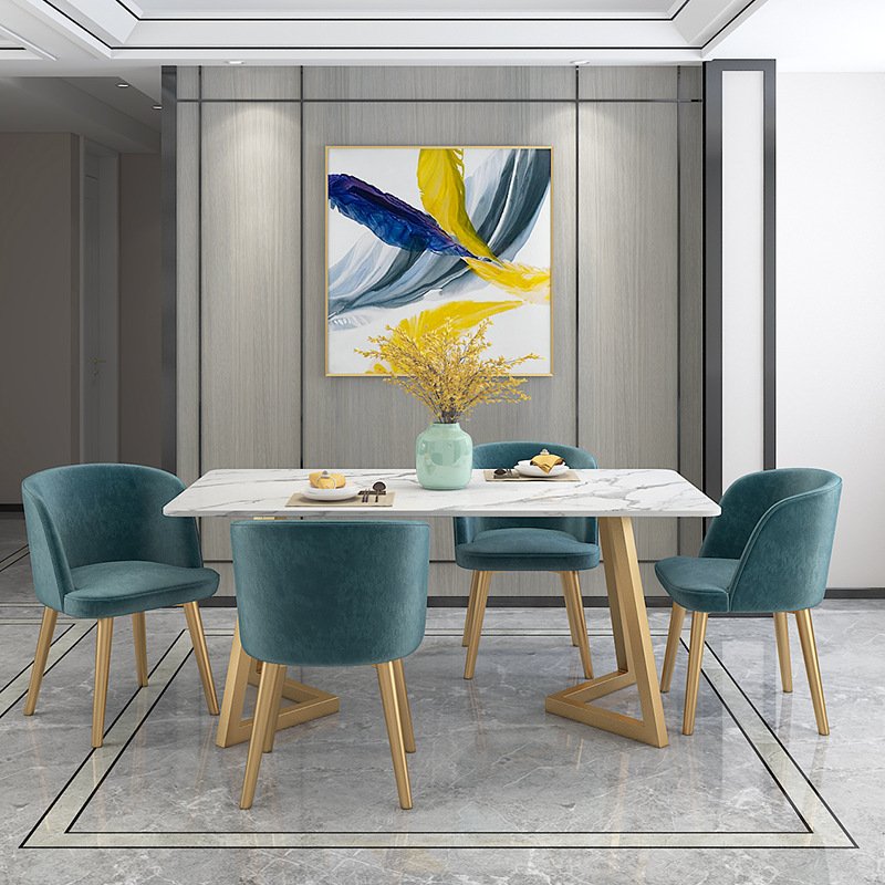 2024 YOUTAI Dining Table Set For 6 People Marble Dining Table And Chairs Combination Rectangular Dining Table Factory Wholesale