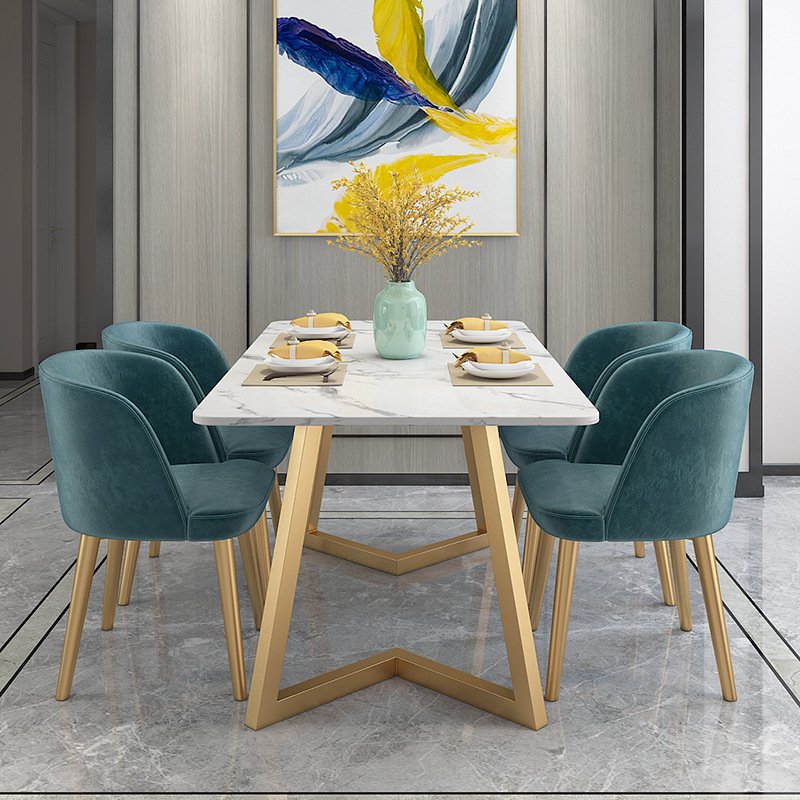 2024 YOUTAI Dining Table Set For 6 People Marble Dining Table And Chairs Combination Rectangular Dining Table Factory Wholesale