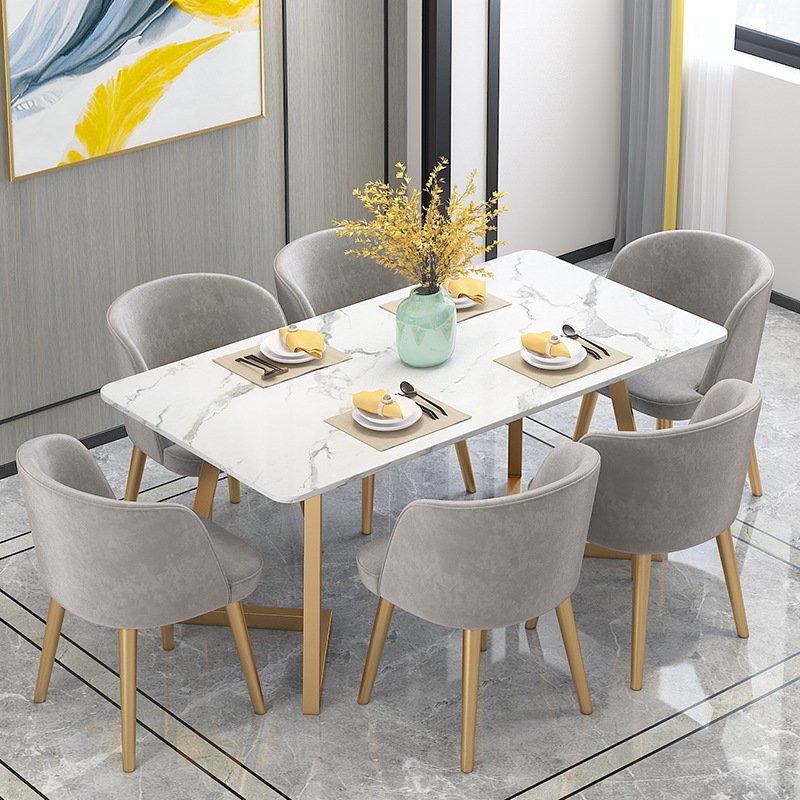 2024 YOUTAI Dining Table Set For 6 People Marble Dining Table And Chairs Combination Rectangular Dining Table Factory Wholesale