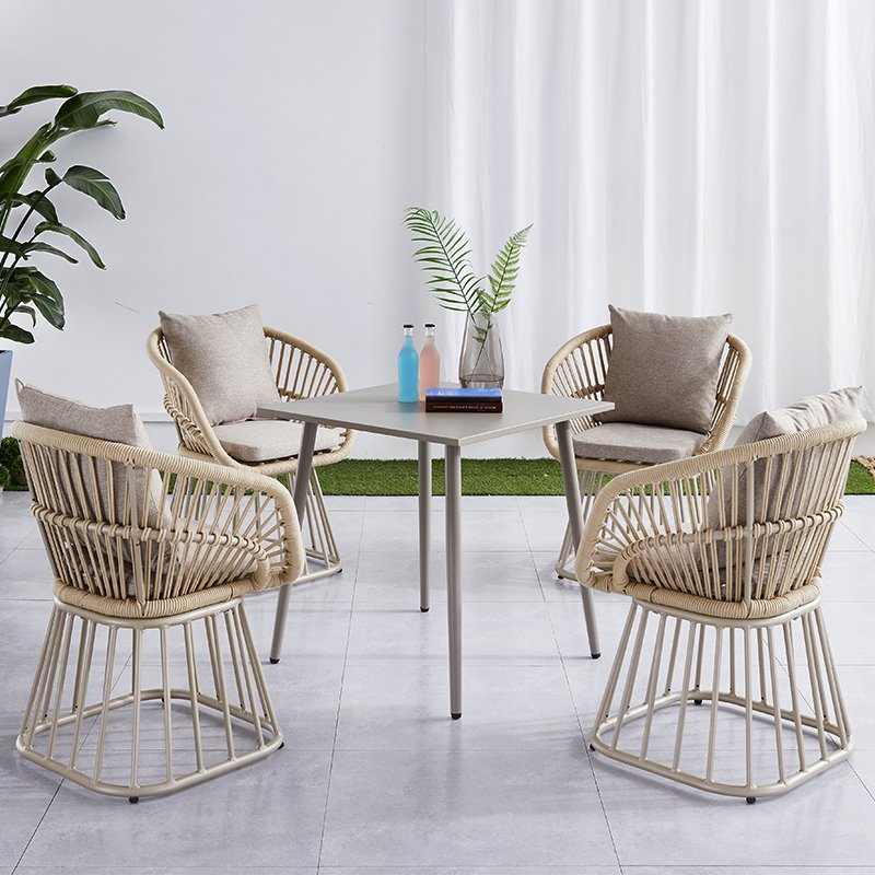 Juecheng modern aluminium dining table set restaurant bistro coffee dining table and chair design patio garden furniture set