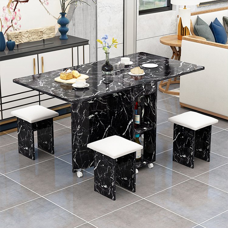 black cheap extendable cheap round square wood modern folding dining table set