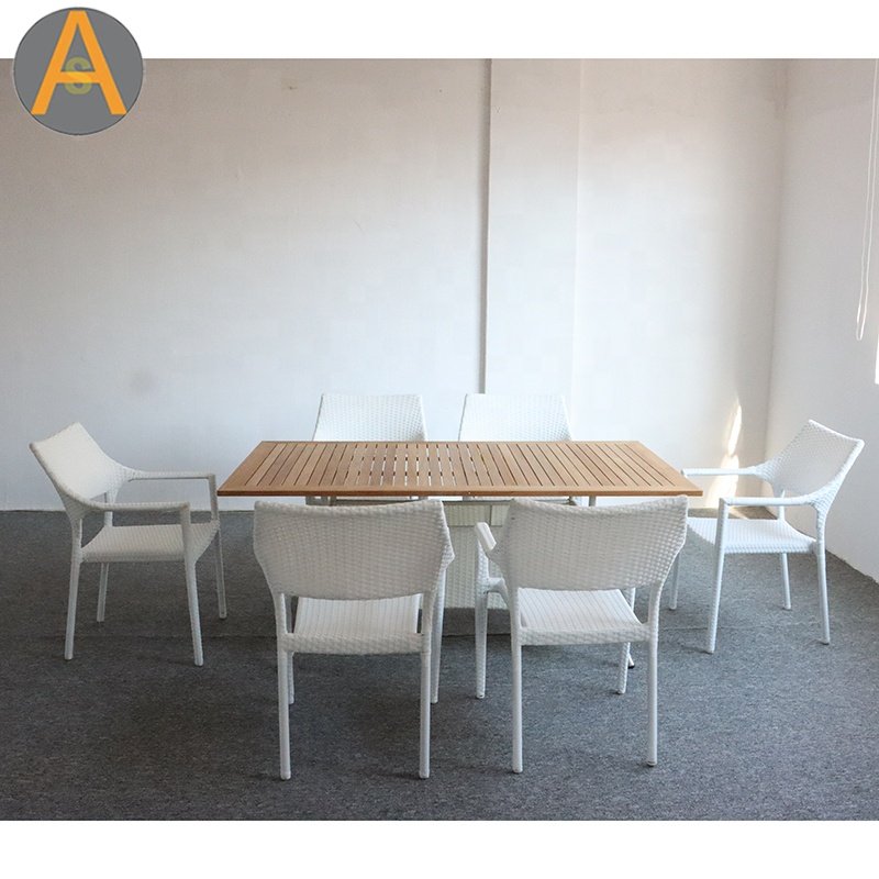 High quality outdoor furniture 6 seats dining set wicker patio table and chair sets