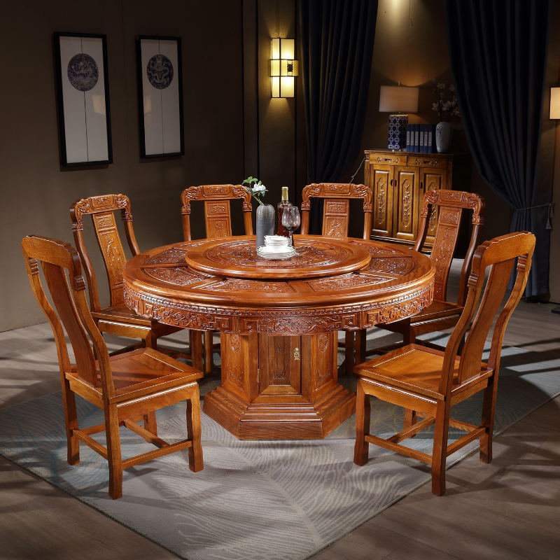 Hot sale Antique Wood dining table and chairs home furniture set