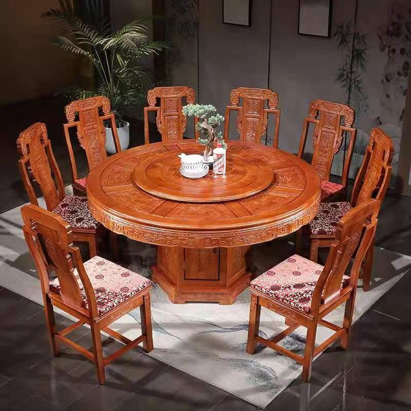 Hot sale Antique Wood dining table and chairs home furniture set