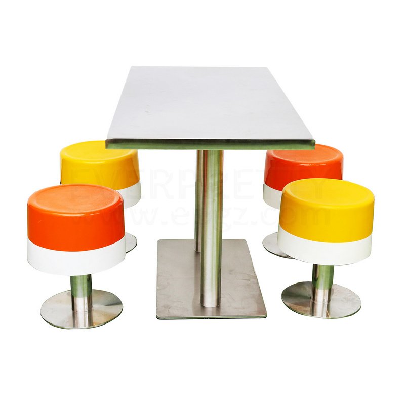 OEKAN Hospital Canteen Furniture Stainless Steel Easy to clean Dining Table and Chair Set