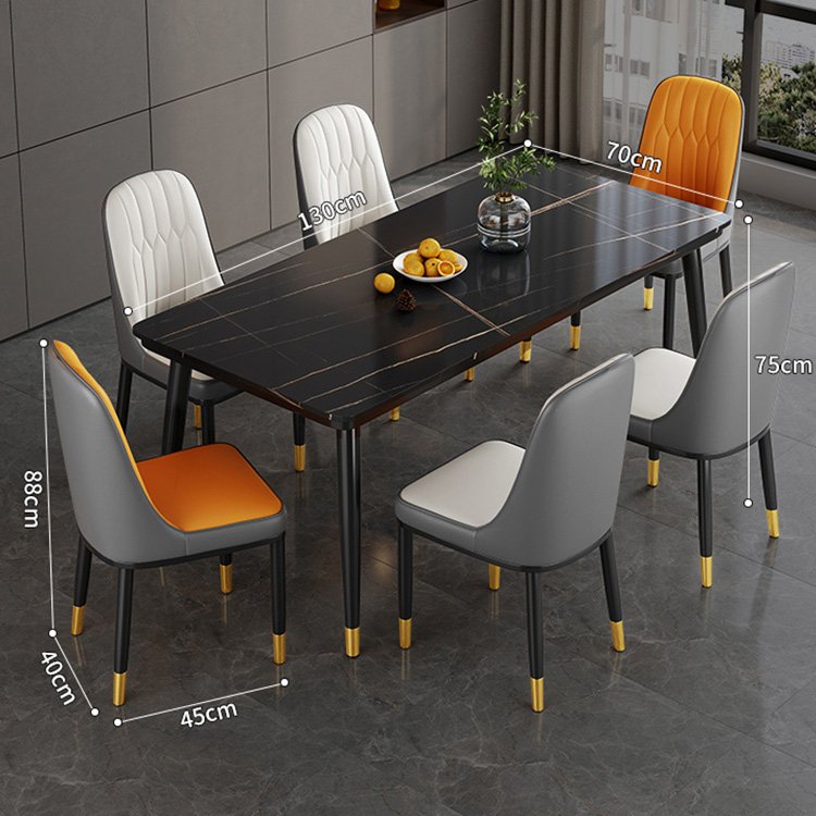 Luxury Design Dining Room Table Home Furniture Set For 6 Seater Chairs With Marble Top