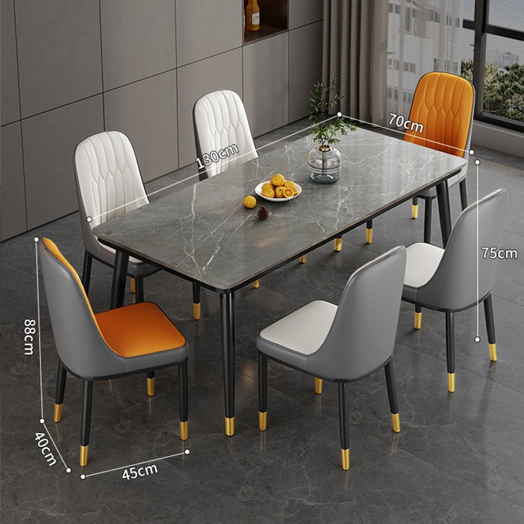 Luxury Design Dining Room Table Home Furniture Set For 6 Seater Chairs With Marble Top